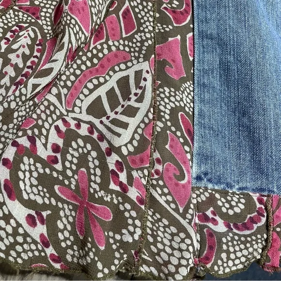 #0124 Aeropostale Long Bayla Skinny Floral Inset Flare Bellbottom Jeans -1/2 - Picture 13 of 15